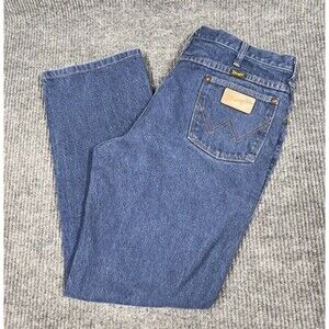 Wrangler Jeans Men 36x29 Blue Denim Pants Straight Leg Cowboy Cut USA VTG Cotton